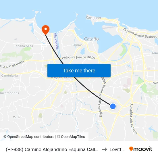 (Pr-838) Camino Alejandrino Esquina Calle San Jose to Levittown map