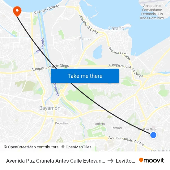 Avenida Paz Granela Antes Calle Estevan Ortíz to Levittown map