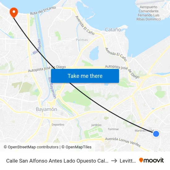 Calle San Alfonso Antes Lado Opuesto Calle Santa Barbara to Levittown map