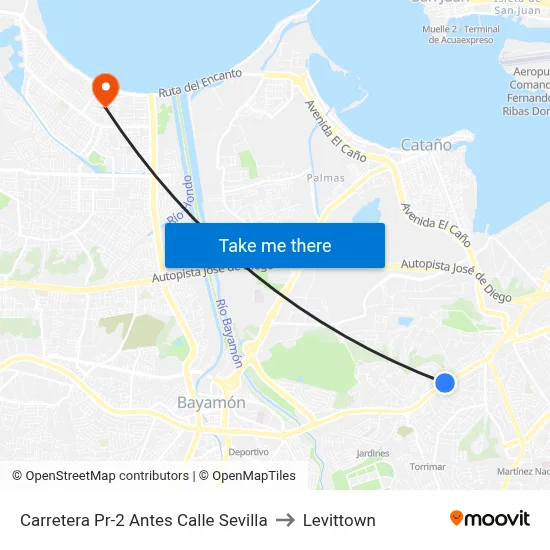 Carretera Pr-2 Antes Calle Sevilla to Levittown map