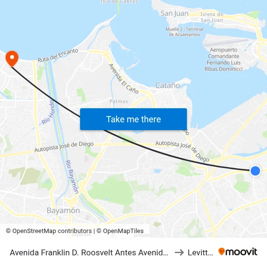 Avenida Franklin D. Roosvelt Antes Avenida Jose De Diego to Levittown map