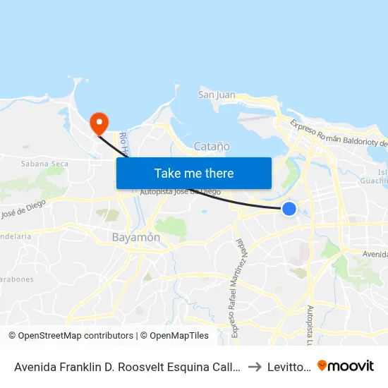 Avenida Franklin D. Roosvelt Esquina Calle 19 N.E. to Levittown map