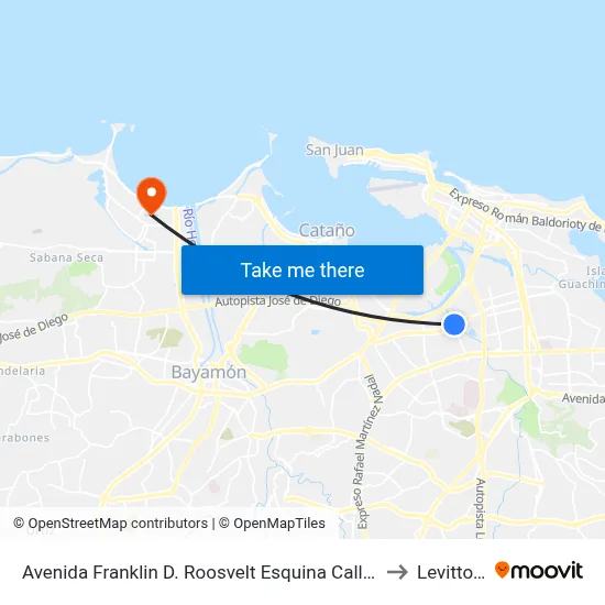 Avenida Franklin D. Roosvelt Esquina Calle 25 N.E. to Levittown map