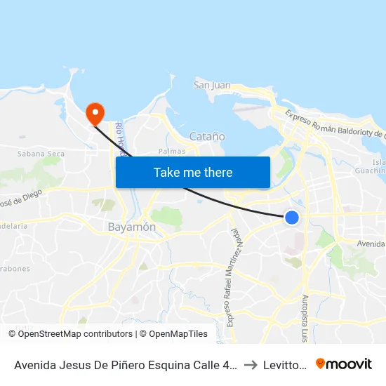 Avenida Jesus De Piñero Esquina Calle 41 S.E. to Levittown map