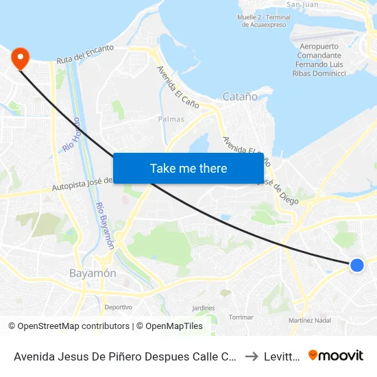 Avenida Jesus De Piñero Despues Calle Caparra Heights to Levittown map