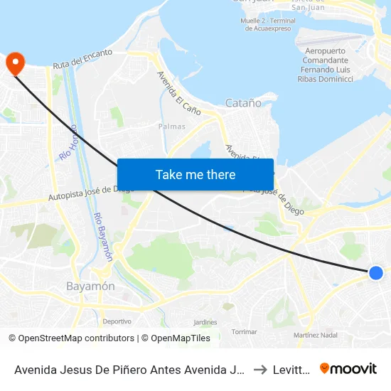 Avenida Jesus De Piñero Antes Avenida José De Diego to Levittown map