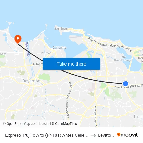 Expreso Trujillo Alto (Pr-181) Antes Calle Laredo to Levittown map
