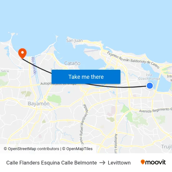 Calle Flanders Esquina Calle Belmonte to Levittown map