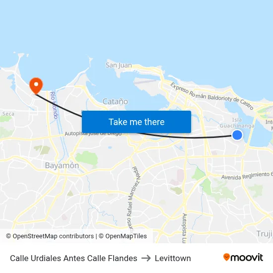 Calle Urdiales Antes Calle Flandes to Levittown map