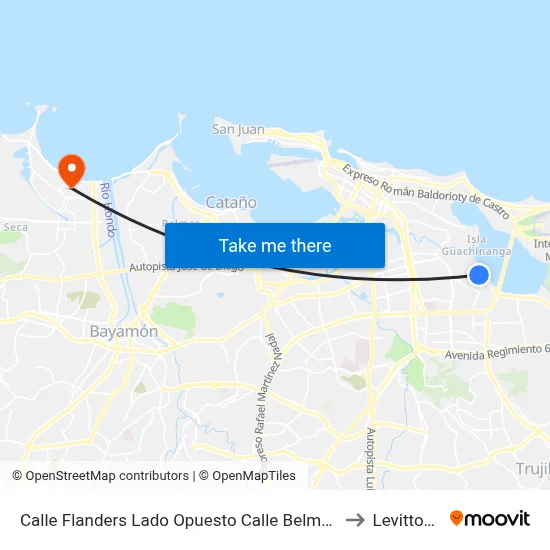 Calle Flanders Lado Opuesto Calle Belmonte to Levittown map