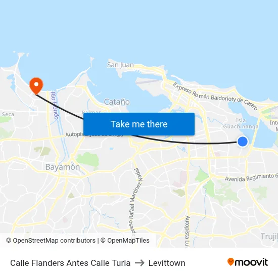 Calle Flanders Antes Calle Turia to Levittown map