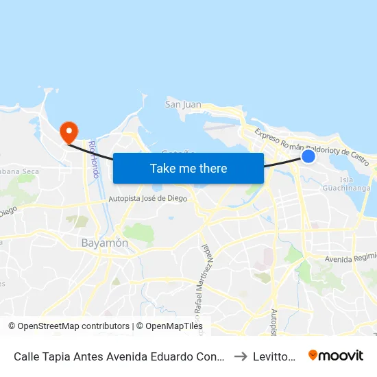 Calle Tapia Antes Avenida Eduardo Conde to Levittown map