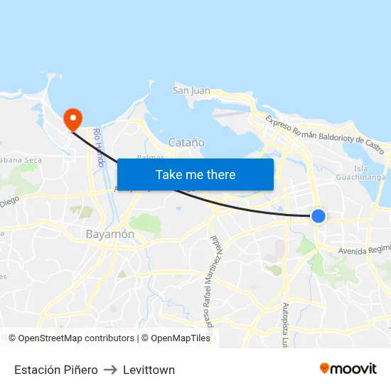 Estación Piñero to Levittown map