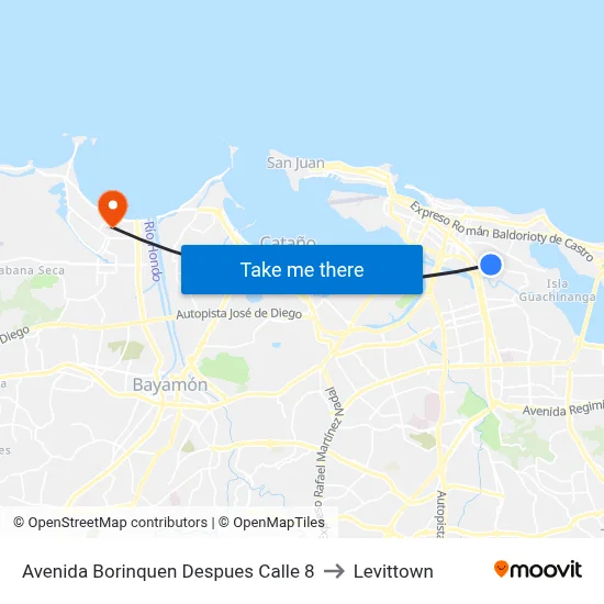 Avenida Borinquen Despues Calle 8 to Levittown map
