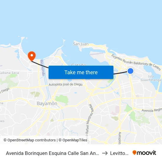 Avenida Borinquen Esquina Calle San Antonio to Levittown map