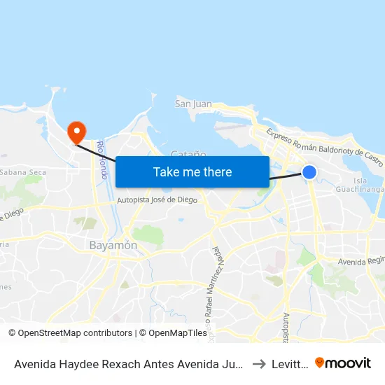 Avenida Haydee Rexach Antes Avenida Juan Ponce De Leon to Levittown map