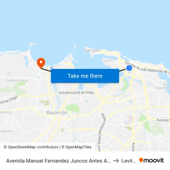 Avenida Manuel Fernandez Juncos Antes Avenida Roberto H. Tood to Levittown map