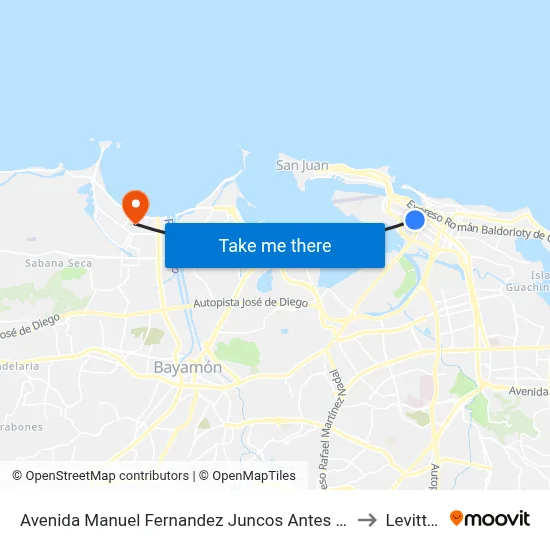 Avenida Manuel Fernandez Juncos Antes Calle San Juan to Levittown map