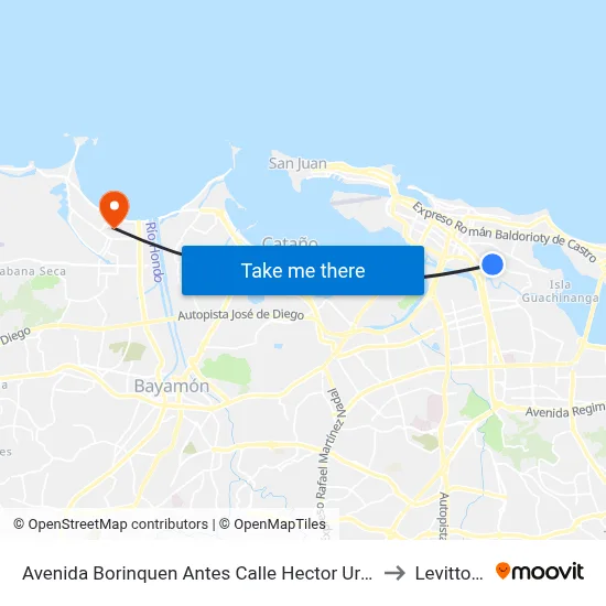 Avenida Borinquen Antes Calle Hector Urdaneta to Levittown map