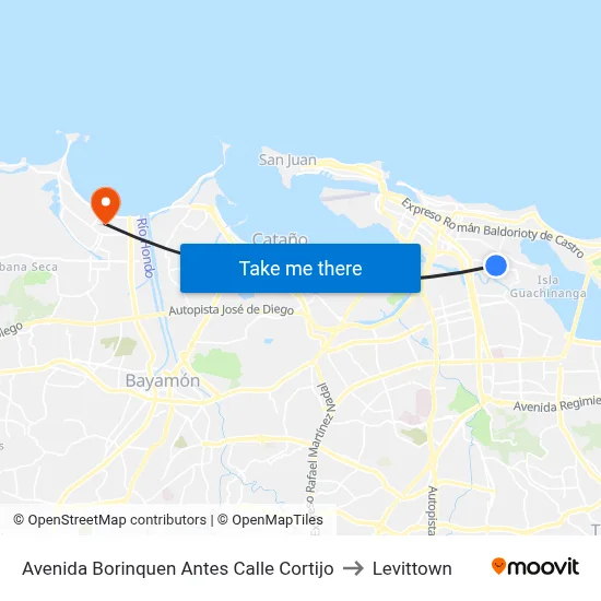 Avenida Borinquen Antes Calle Cortijo to Levittown map