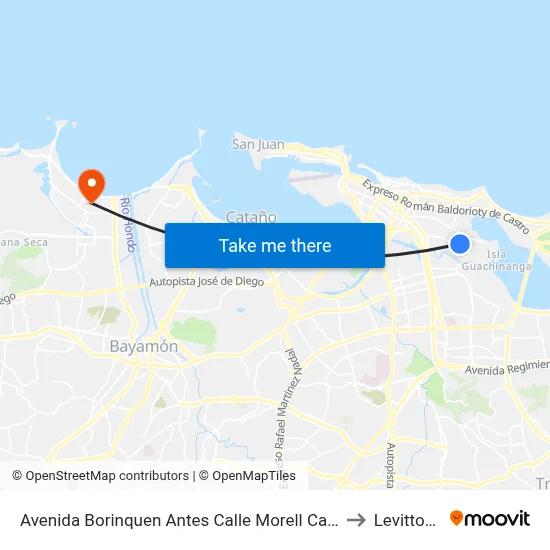 Avenida Borinquen Antes Calle Morell Campo to Levittown map