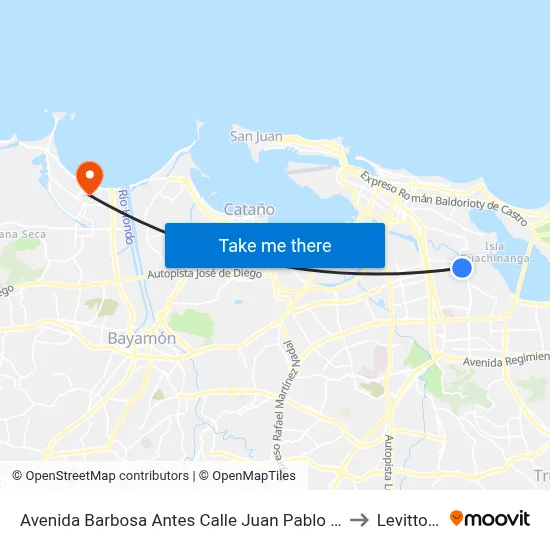 Avenida Barbosa Antes Calle Juan Pablo Duarte to Levittown map