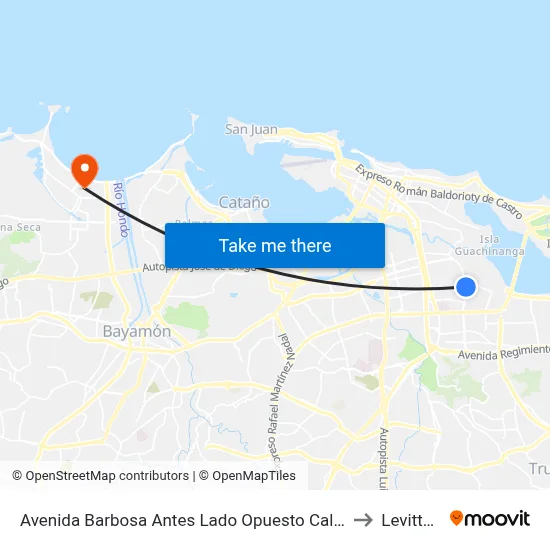 Avenida Barbosa Antes Lado Opuesto Calle Carolina to Levittown map