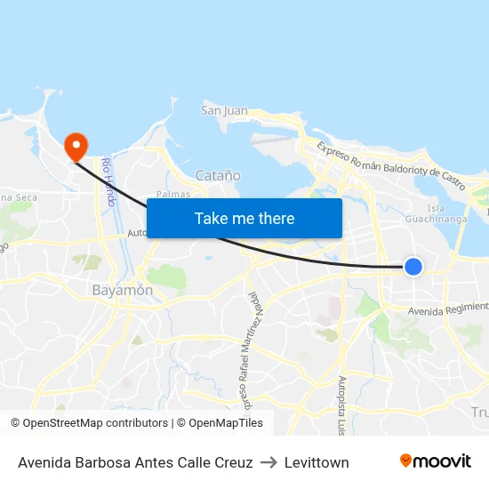 Avenida Barbosa Antes Calle Creuz to Levittown map