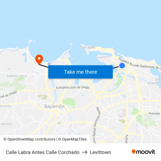 Calle Labra Antes Calle Corchado to Levittown map