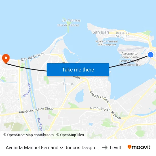 Avenida Manuel Fernandez Juncos Despues Calle Miramar to Levittown map