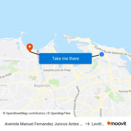 Avenida Manuel Fernandez Juncos Antes Calle Lloveras to Levittown map