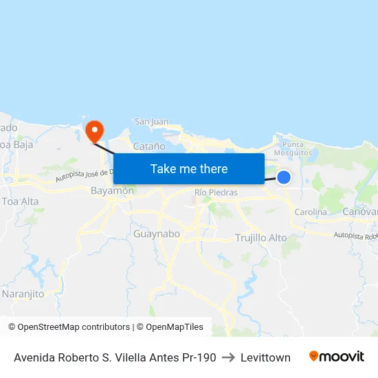 Avenida Roberto S. Vilella Antes Pr-190 to Levittown map