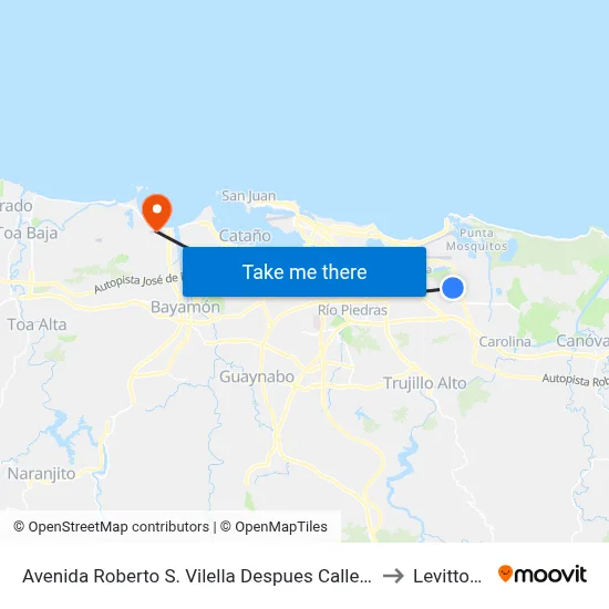 Avenida Roberto S. Vilella Despues Calle 246 to Levittown map