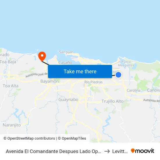 Avenida El Comandante  Despues Lado Opuesto Calle 528 to Levittown map