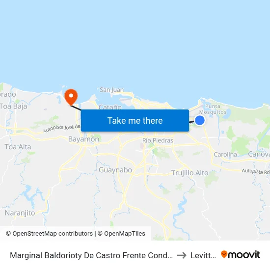 Marginal Baldorioty De Castro Frente Condominio Intersuite to Levittown map