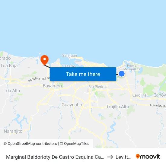 Marginal Baldorioty De Castro Esquina Calle Joaquina to Levittown map