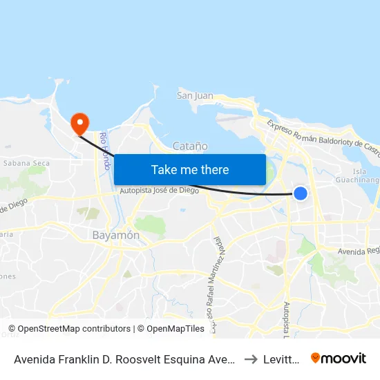 Avenida Franklin D. Roosvelt Esquina Avenida Hosto to Levittown map