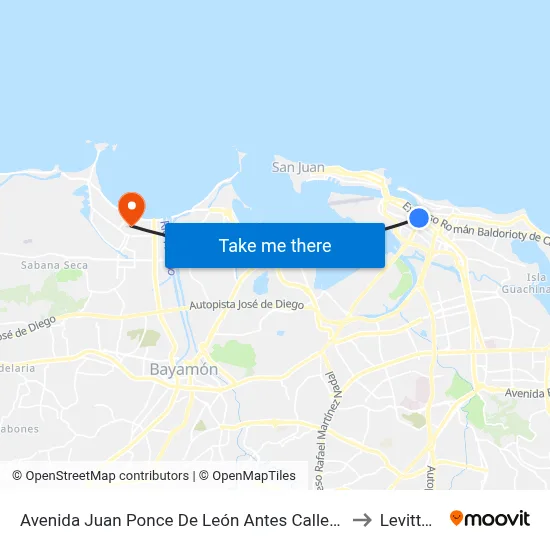 Avenida Juan Ponce De León Antes Calle Condado to Levittown map