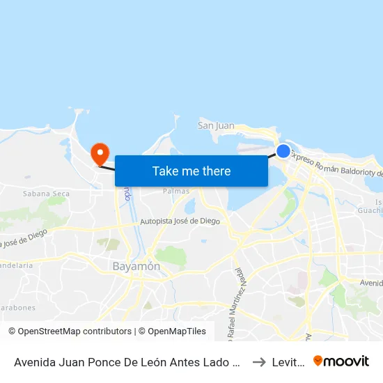 Avenida Juan Ponce De León Antes Lado Opuesto Calle Madrid to Levittown map