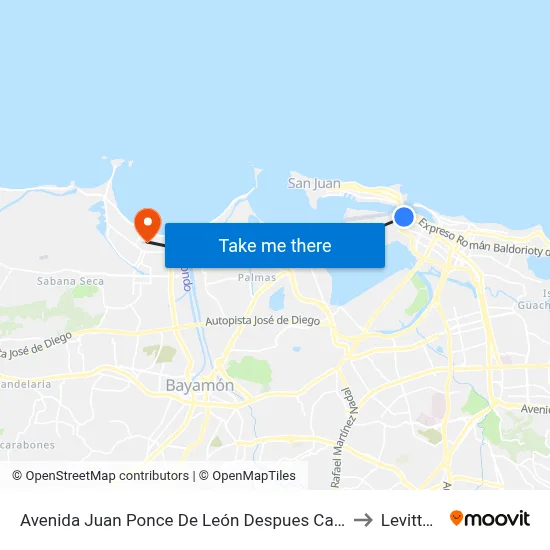 Avenida Juan Ponce De León Despues Calle Olimpo to Levittown map