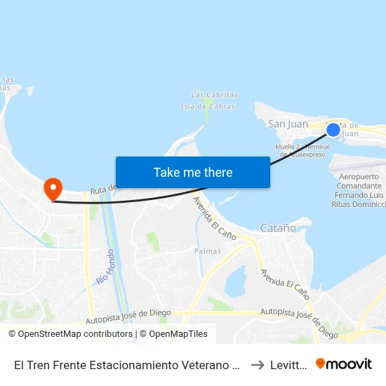 El Tren Frente Estacionamiento Veterano Puertorriqueno to Levittown map