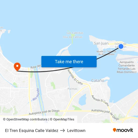 El Tren Esquina Calle Valdez to Levittown map