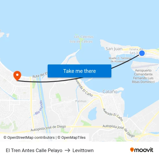 El Tren Antes Calle Pelayo to Levittown map