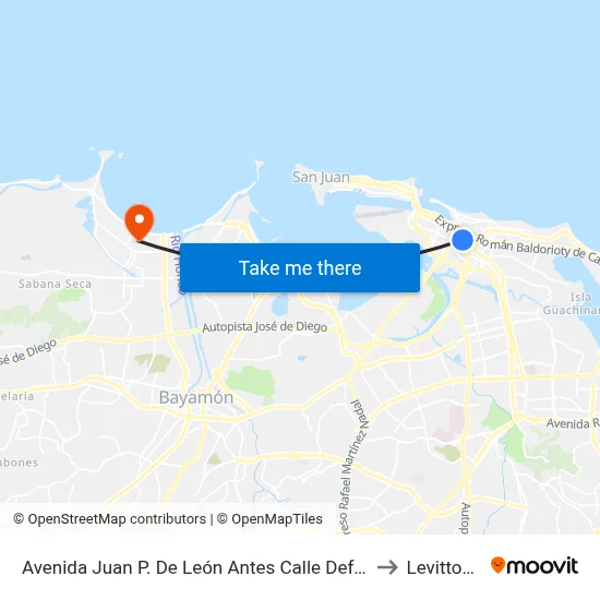 Avenida Juan P. De León Antes Calle Deffaut to Levittown map
