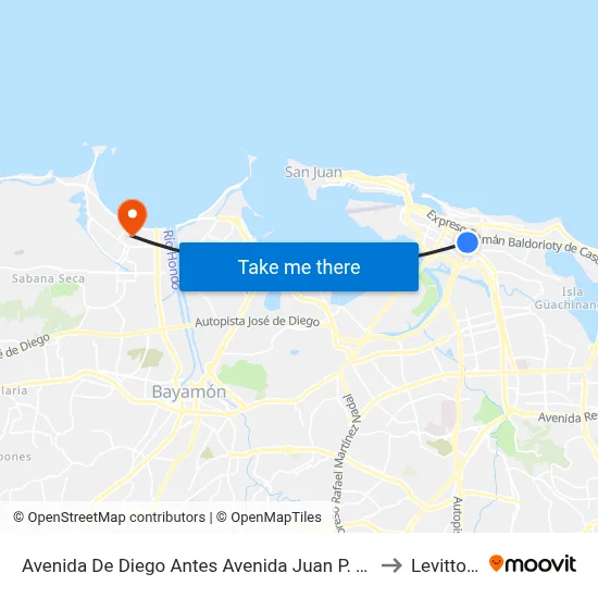 Avenida De Diego Antes Avenida Juan P. De León to Levittown map