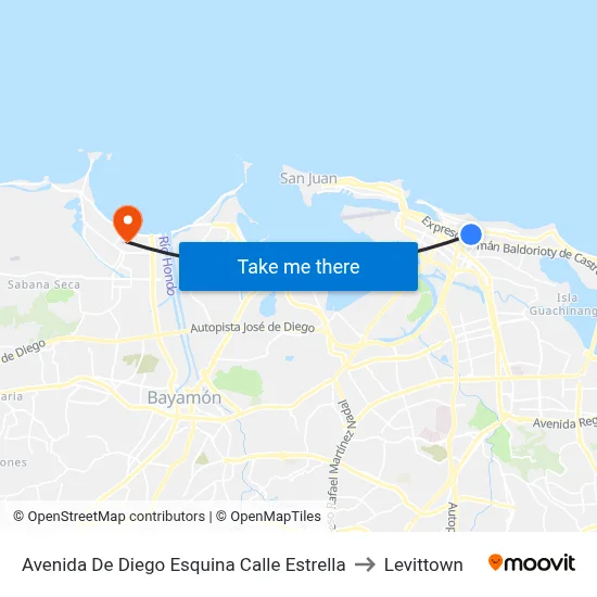 Avenida De Diego Esquina Calle Estrella to Levittown map
