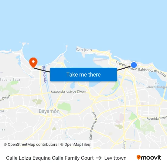 Calle Loiza Esquina Calle Family Court to Levittown map