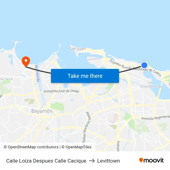 Calle Loiza Despues Calle Cacique to Levittown map