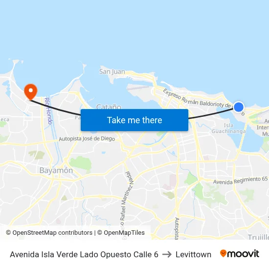 Avenida Isla Verde Lado Opuesto Calle 6 to Levittown map