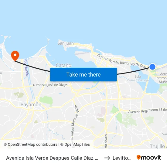 Avenida Isla Verde Despues Calle Díaz Way to Levittown map